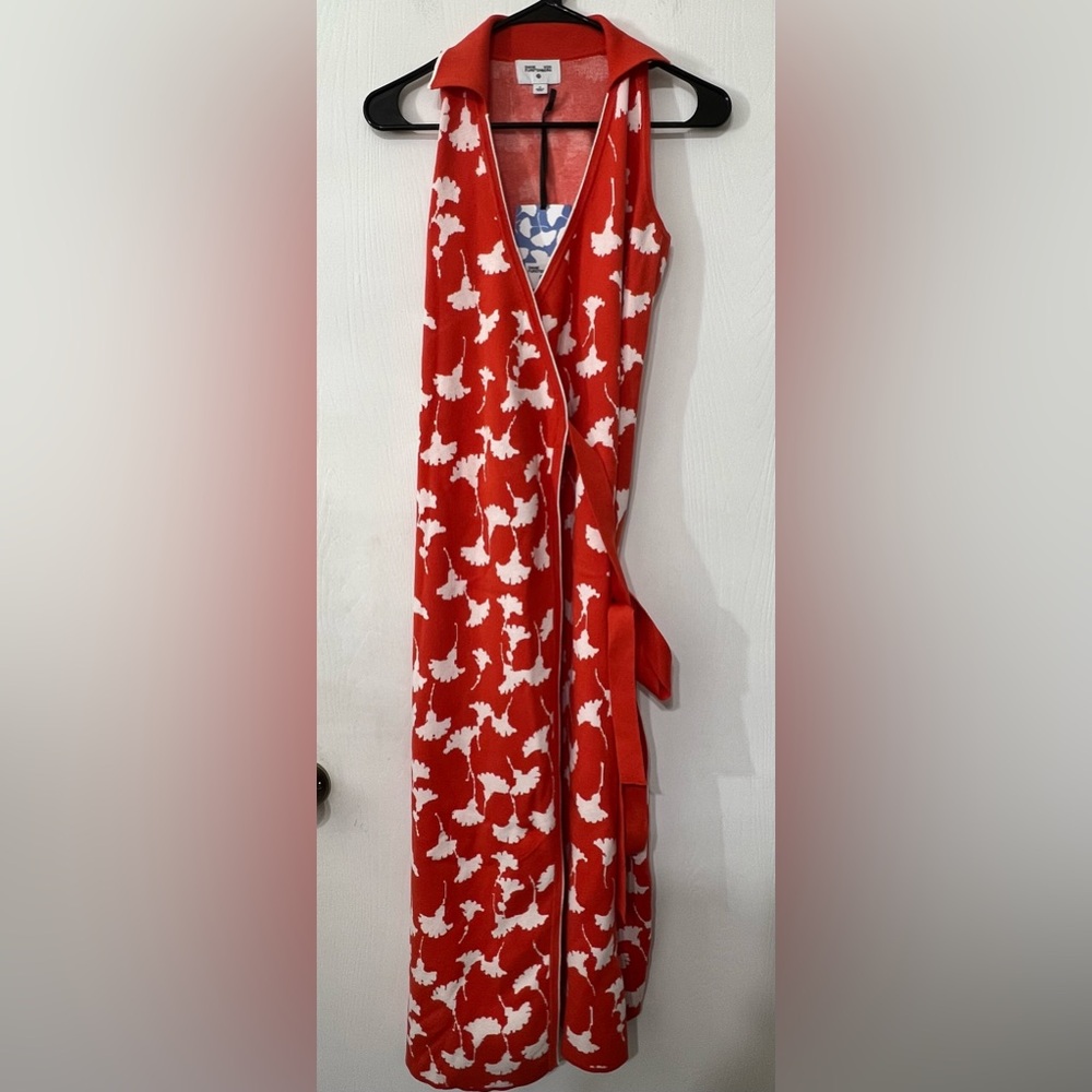 Diane Von Furstenberg DVF for Target Ginkgo Cherry Tomato Midi Wrap Dress - Picture 6 of 12